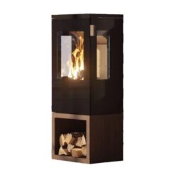 Galileo Panorama Glas Kaminofen Mit Holzfach Vorne 5kW