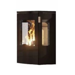 Galileo Schwarz Panorama Glas Kaminofen 5kW