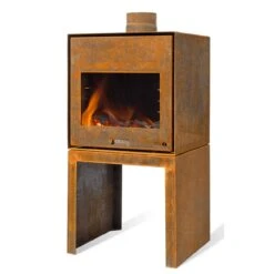 Gartenkamin Feuerschale RUNA Cortenstahl Optionales Grillrost