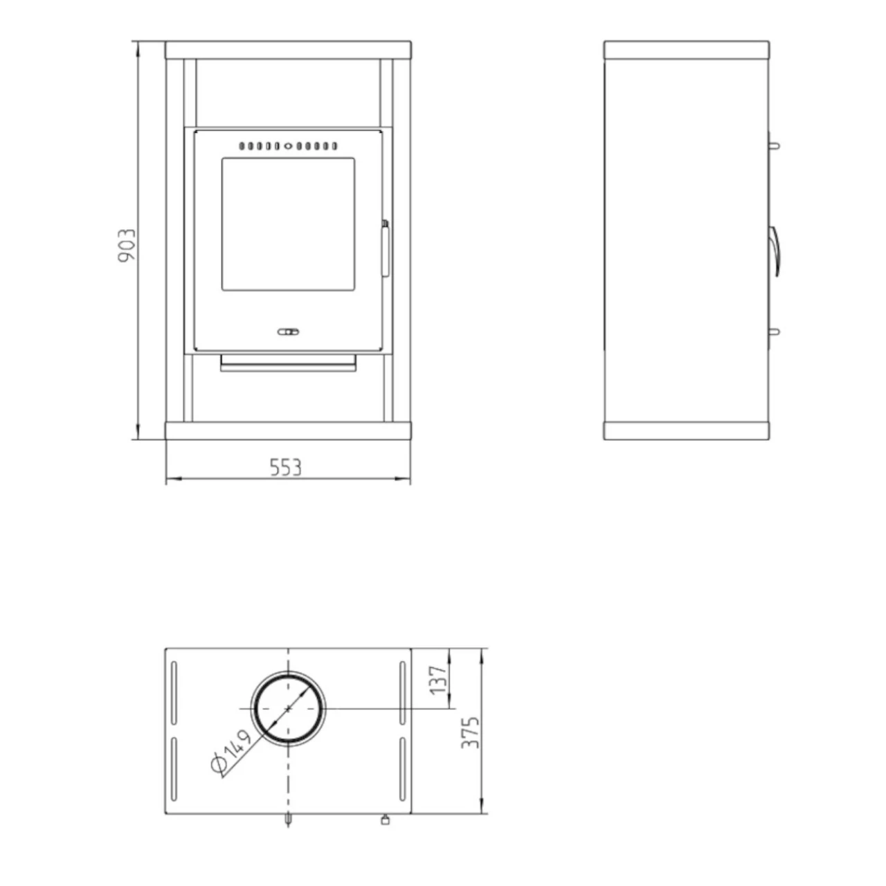 Hörby Kaminofen Gussgrau 7kw 4 Hörby Kaminofen Gussgrau 7kw – Bild 2