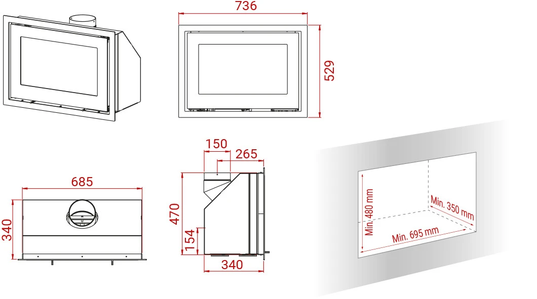 H370 Petite 6kW Einbau-Kaminkassette 5 H370 Petite 6kW Einbau-Kaminkassette – Bild 3