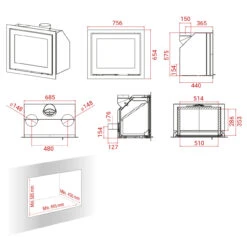 H570 Black Magic Einbau-Kaminkassette 6 KW 9 H570 Black Magic Einbau-Kaminkassette 6 KW -Derofenfuchs Verkäufe h570 masse 1280x1280 1