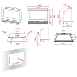 H570W Air Einbau-Kaminkassette 7kW Mit Ventilator -Derofenfuchs Verkäufe h570 w air masse 1280x1280