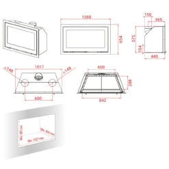 H570W Einbau-Kaminkassette 7kW -Derofenfuchs Verkäufe h570 w masse 1280x1280