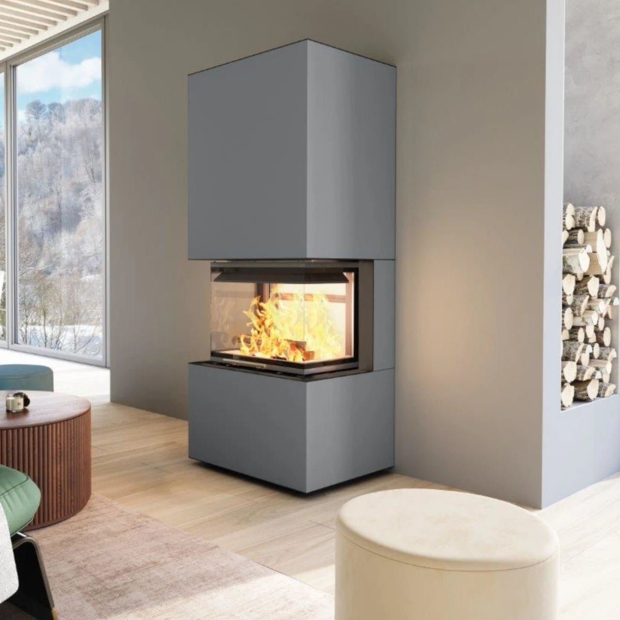 Panorama Keramik Kaminbausatz Graphit 3XLTH 6kW 4 Panorama Keramik Kaminbausatz Graphit 3XLTH 6kW – Bild 2