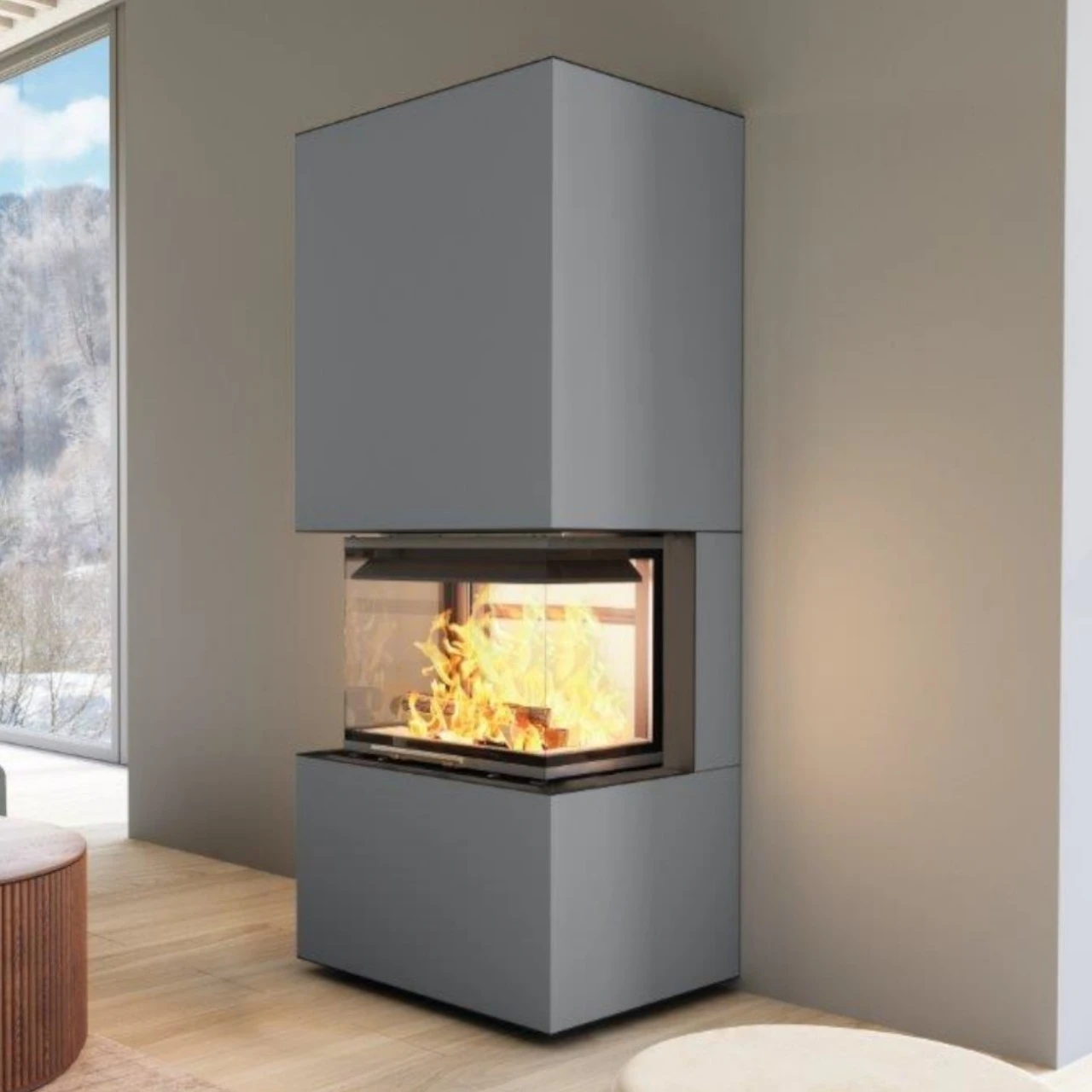 Panorama Keramik Kaminbausatz Graphit 3XLTH 6kW 3 Panorama Keramik Kaminbausatz Graphit 3XLTH 6kW