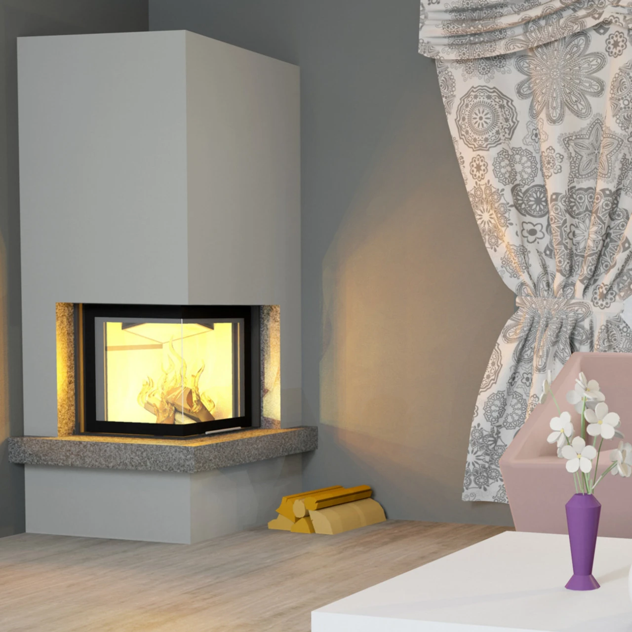 Kaminbausatz Imperial Smart 2LTH 7kW Eckkamin Links Hebetür 4 Kaminbausatz Imperial Smart 2LTH 7kW Eckkamin Links Hebetür – Bild 2