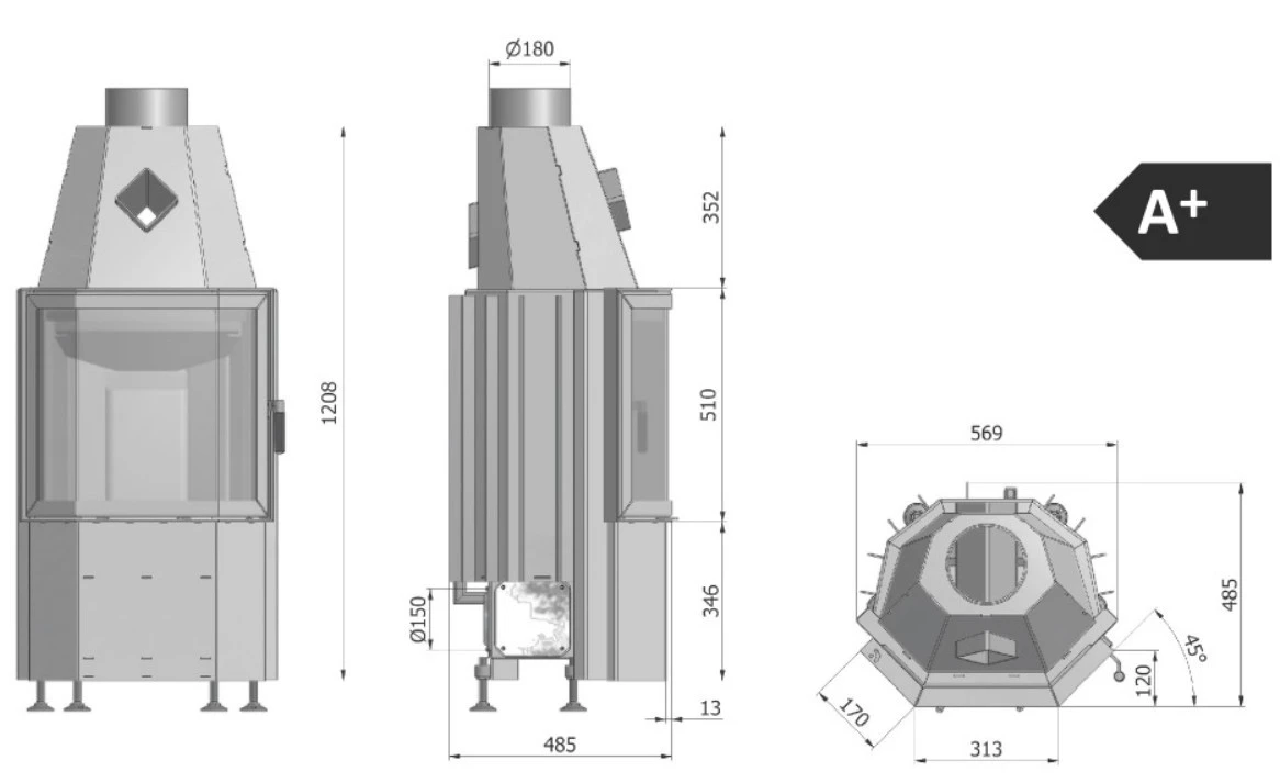 Prisma M Warmluft-Kamineinsatz 8kW Prisma Scheibe 5 Prisma M Warmluft-Kamineinsatz 8kW Prisma Scheibe – Bild 3