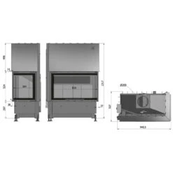 Warmluft-Kamineinsatz Volcano 2BPTH 11kw Rechtsverglast Hebetür -Derofenfuchs Verkäufe hajduk volcano 2blth masszeichnung 1280x1280 1