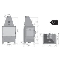 Volcano 3PL Kamineinsatz 11kW Dreiseitig Verglast -Derofenfuchs Verkäufe hajduk volcano 3pl masse 1280x1280