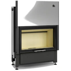 Warmluft- Kamineinsatz Volcano BTH 11kw Und Rahmenloser Hebetür