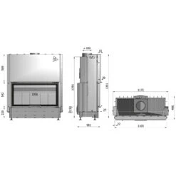 Warmluft Panorama Kamineinsatz Volcano DTH 11kw -Derofenfuchs Verkäufe hajduk volcano dth masszeichnung 1280x1280