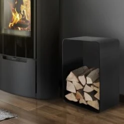 O-förmige Schwarze Holzablage / Holzkorb Aus Stahl -Derofenfuchs Verkäufe holzablage o web1 1280x1280