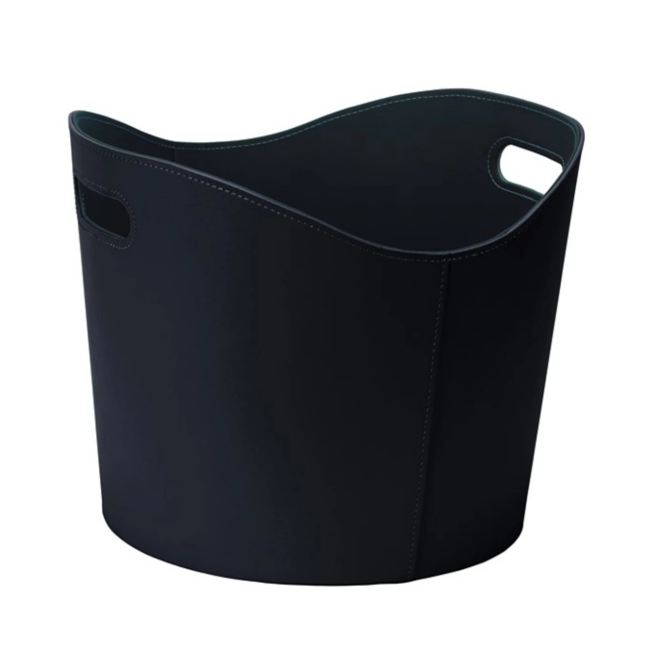 Holzkorb Rund Schwarz Aus Imitierten Leder 3 Holzkorb Rund Schwarz Aus Imitierten Leder