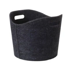 Holzkorb Rund Filz Dunkelgrau