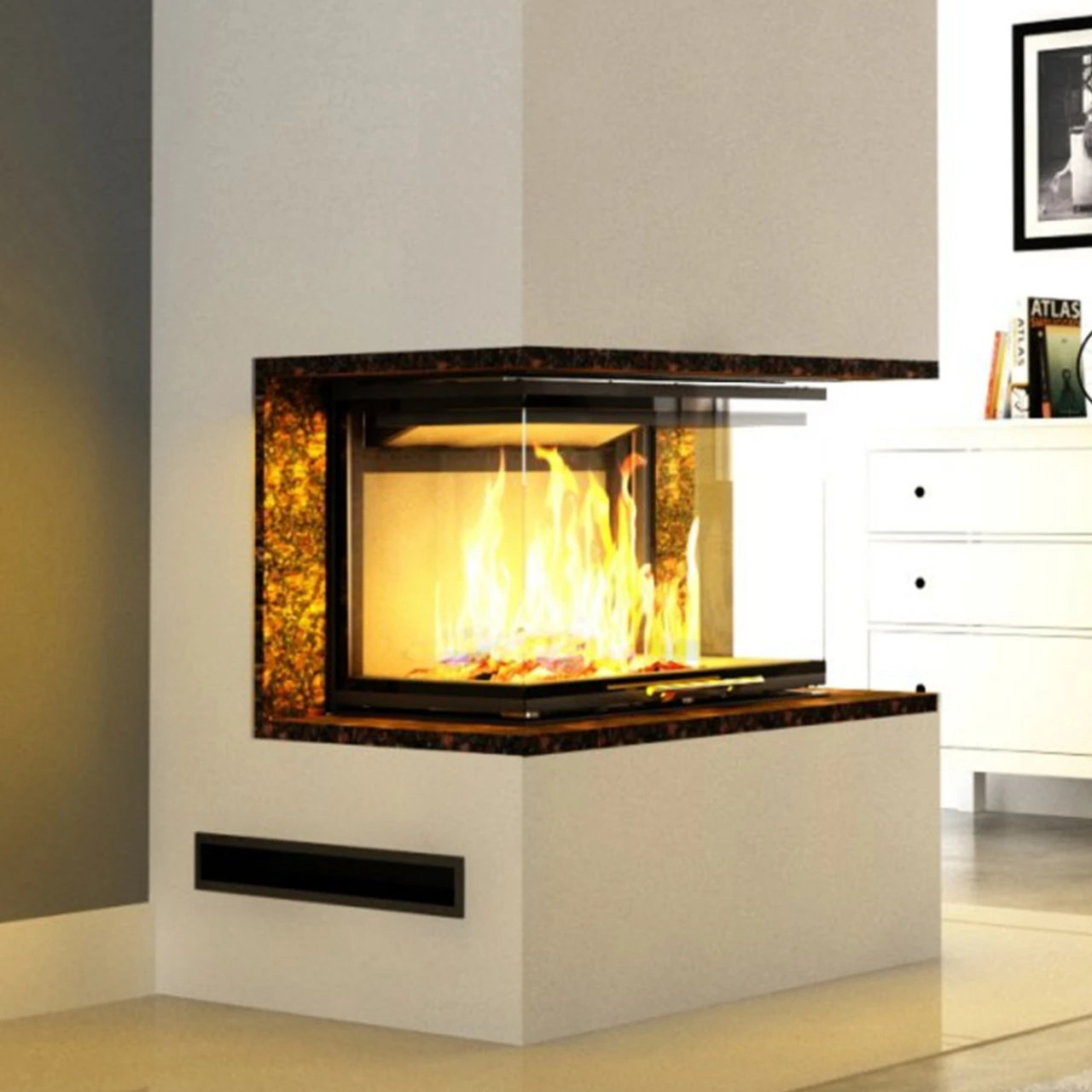 Kaminbausatz Pure Extra - Volcano 3PLh 11kW Dreiseitig Mit Hebetür 3 Kaminbausatz Pure Extra - Volcano 3PLh 11kW Dreiseitig Mit Hebetür