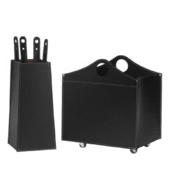 Bocad Designer Kaminbesteckset Und Holzkorb Schwarz