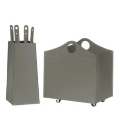 Bocad Designer Kaminbesteckset Und Holzkorb Taupe