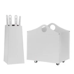 Bocad Designer Kaminbesteckset Und Holzkorb Weiß