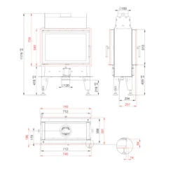 Double Feel 7N Tunnel-Kamineinsatz 7kW -Derofenfuchs Verkäufe kamineinsatz bef double feel 7N masse 1280x1280