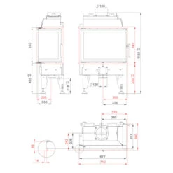Feel 8CP Eck-Kamineinsatz 8kW Für Niedrigenergiehäuser -Derofenfuchs Verkäufe kamineinsatz feel 8cp masse 1280x1280