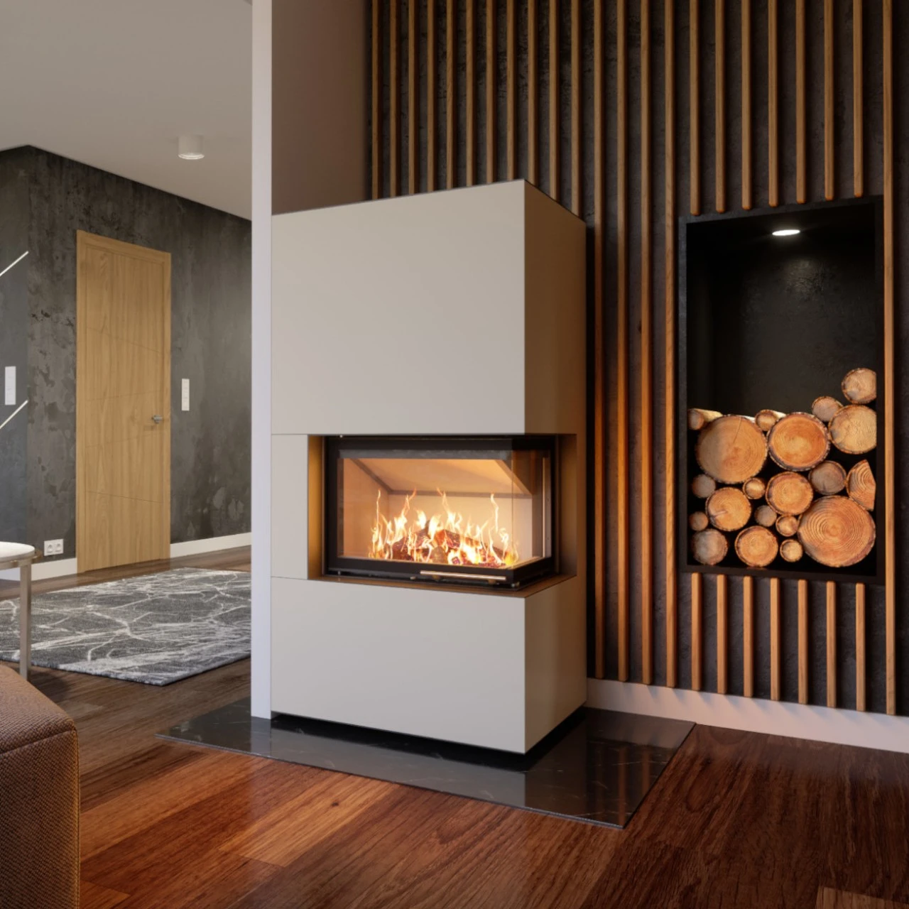 Eckamin Keramik Kaminbausatz Rechts 2PXLTH 6kW 4 Eckamin Keramik Kaminbausatz Rechts 2PXLTH 6kW – Bild 2