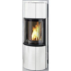 Nexus Midi 180° Panorama Kaminofen 7 KW Automatik Weiß Keramik