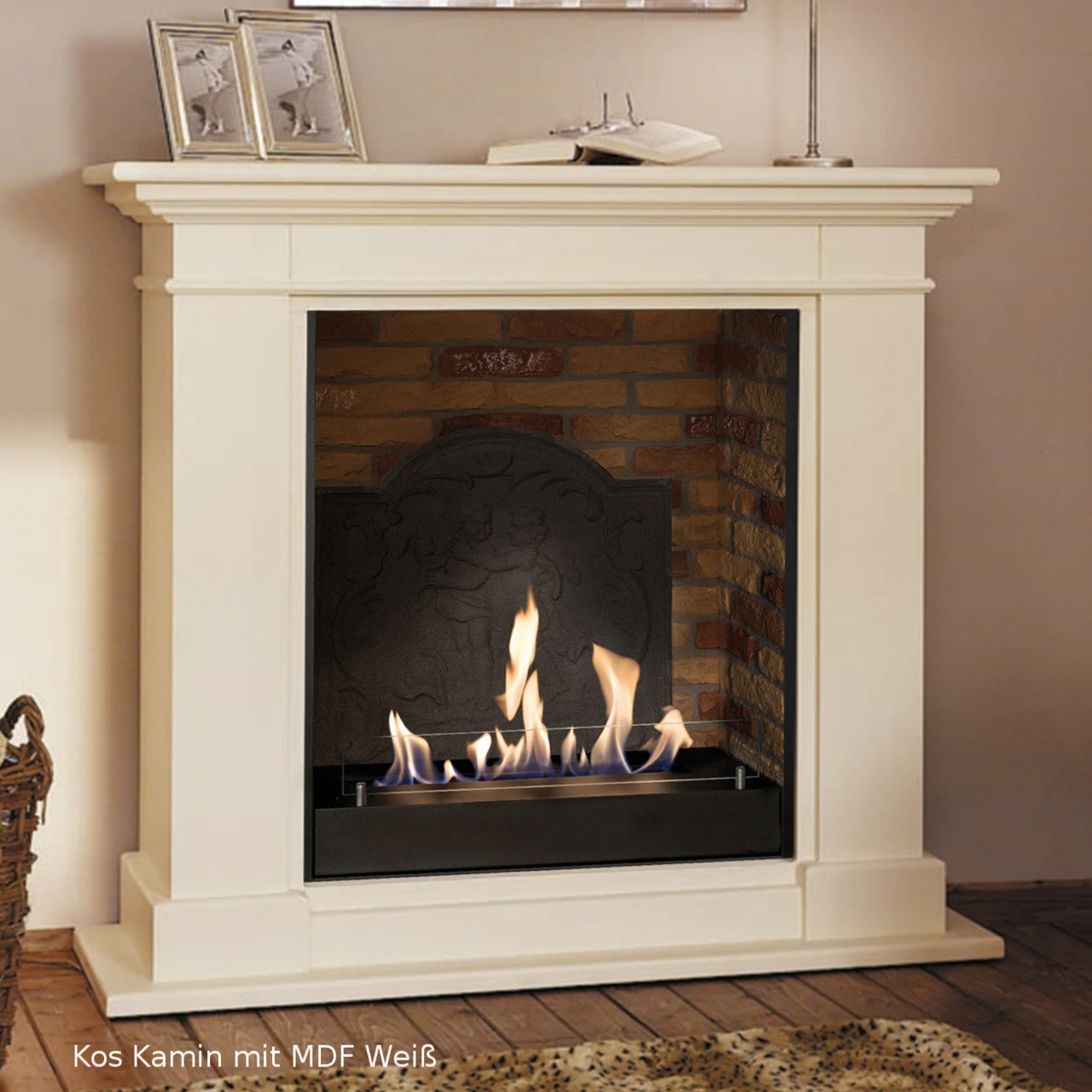 Kos Bioethanol Kamin Weiß Mit Steindekor Und Medaillon 5 Kos Bioethanol Kamin Weiß Mit Steindekor Und Medaillon – Bild 3