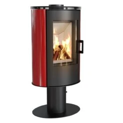Koza AB/S/N/O/K Drehbarer Kaminofen 8kW Rote Kacheln