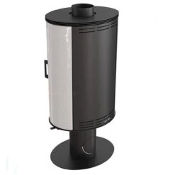 Koza AB/S/N/O/Glass Drehbarer Kaminofen 8kW Weiße Kacheln -Derofenfuchs Verkäufe koza ab s n o glass kafel weiss hinten 1280x1280