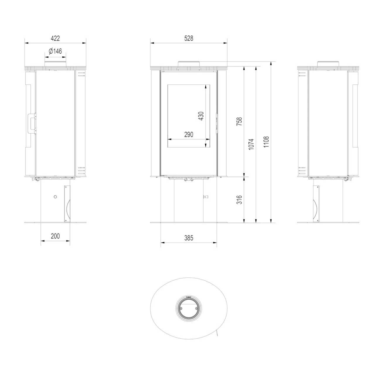 Koza AB/S/N/O/K Drehbarer Kaminofen 8kW Schwarze Kacheln 12 Koza AB/S/N/O/K Drehbarer Kaminofen 8kW Schwarze Kacheln – Bild 10