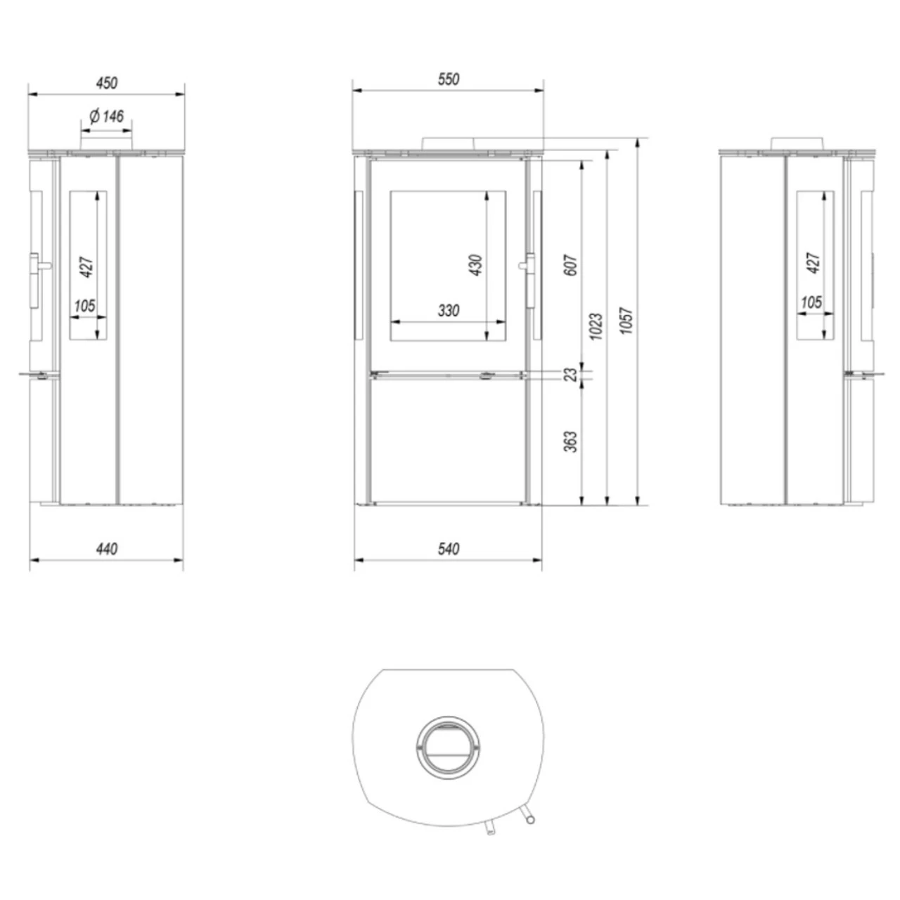 Falcon View Panorama Kaminofen 10kW Mit 3 Sichtscheiben 7 Falcon View Panorama Kaminofen 10kW Mit 3 Sichtscheiben – Bild 5