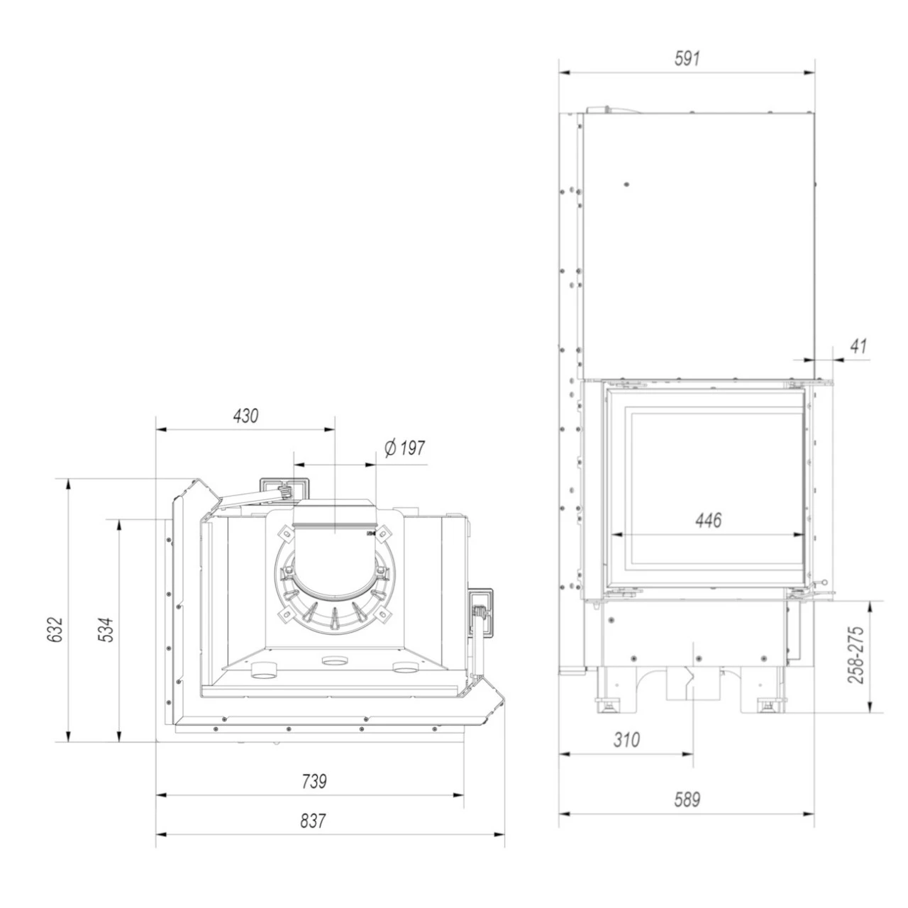 MBZ13 Warmluft Kamineinsatz Linksverglast 13kW Hebetür 8 MBZ13 Warmluft Kamineinsatz Linksverglast 13kW Hebetür – Bild 6