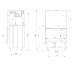 MBZ13 Warmluft Kamineinsatz Linksverglast 13kW Hebetür 18 MBZ13 Warmluft Kamineinsatz Linksverglast 13kW Hebetür -Derofenfuchs Verkäufe kratki mbz g links masse2 1280x1280
