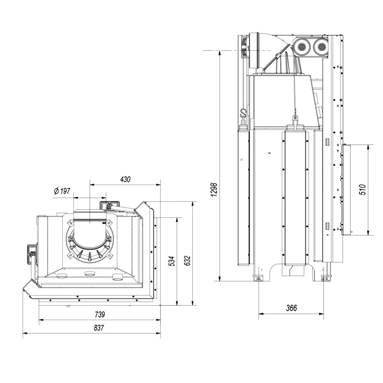 MBZ13 Warmluft Kamineinsatz Rechtsverglast 13kW Hebetür 8 MBZ13 Warmluft Kamineinsatz Rechtsverglast 13kW Hebetür – Bild 6