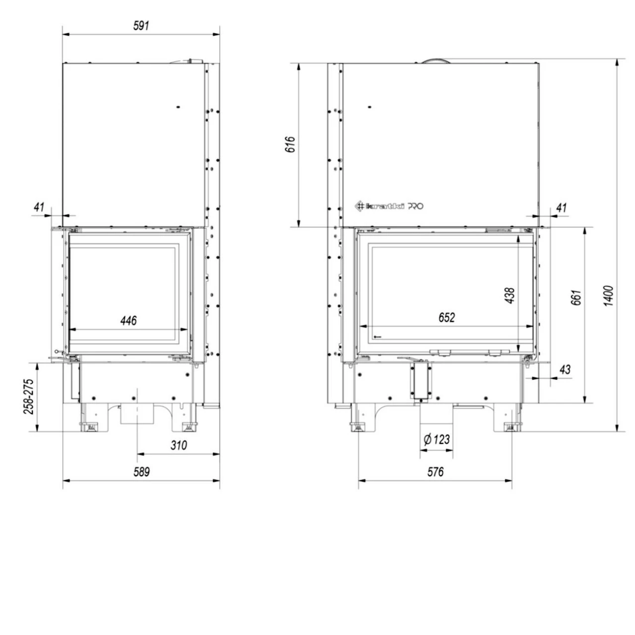MBZ13 Warmluft Kamineinsatz Rechtsverglast 13kW Hebetür 9 MBZ13 Warmluft Kamineinsatz Rechtsverglast 13kW Hebetür – Bild 7