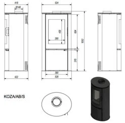 Koza AB/S/DR Black Edition Kaminofen 8kW -Derofenfuchs Verkäufe kratki koza ab s masse 1280x1280 1