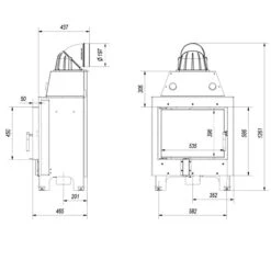 MBM Warmluft-Kamineinsatz 10kW -Derofenfuchs Verkäufe kratki mbm gerade masse2 1280x1280