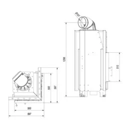 MBN12 Warmluft-Eckkamineinsatz 8kW Rechts Verglast -Derofenfuchs Verkäufe kratki mbn 8 rechts masse1 1280x1280