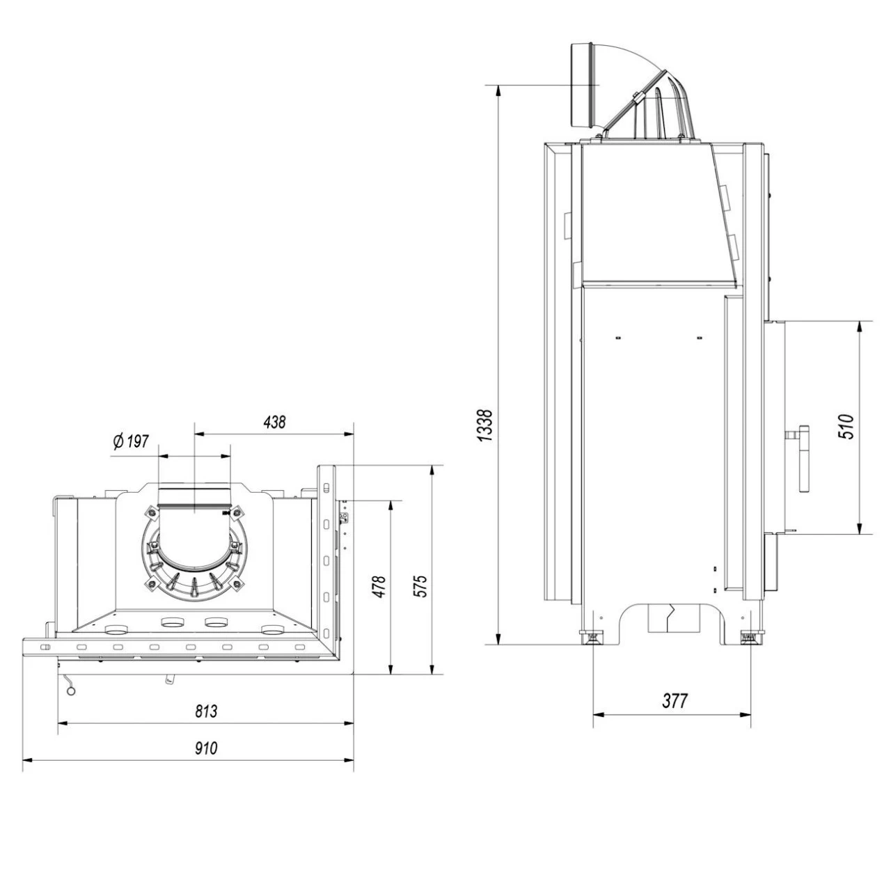 MBO Warmluft-Eckkamineinsatz 15kW Rechts Verglast 9 MBO Warmluft-Eckkamineinsatz 15kW Rechts Verglast – Bild 7