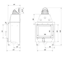 MBZ13 Warmluft Kamineinsatz 13kW -Derofenfuchs Verkäufe kratki mbz gerade masse2 1280x1280