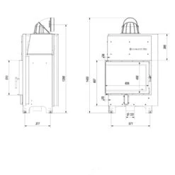 MBZ13 Warmluft Kamineinsatz 13kW Linksverglast -Derofenfuchs Verkäufe kratki mbz links masse2 1280x1280