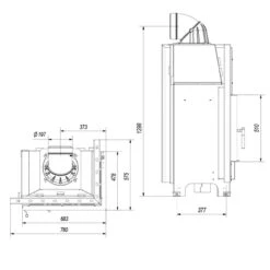 MBZ13 Warmluft Kamineinsatz 13kW Rechtsverglast -Derofenfuchs Verkäufe kratki mbz rechts masse1 1280x1280