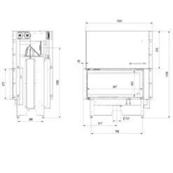 Nadia 14 Warmluft Kamineinsatz 14kW Hebetür Links Verglast -Derofenfuchs Verkäufe kratki nadia 14 links masse2 1280x1280
