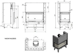 Nadia 14 Warmluft Kamineinsatz 14kW Hebetür Links Verglast -Derofenfuchs Verkäufe kratki nadia 14 links masse 1280x1280