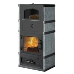 Lotus 2080 Speckstein Kaminofen Mit Warmhaltefachtür 8kW Schwarz