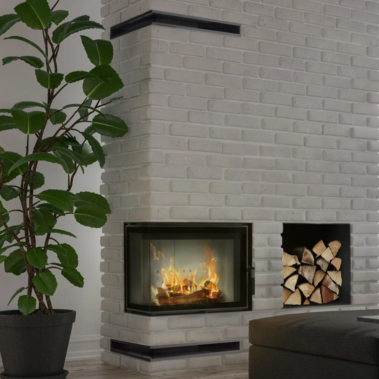 Lucy 12 Slim Eckkamineinsatz Linksverglast 8kW 4 Lucy 12 Slim Eckkamineinsatz Linksverglast 8kW – Bild 2