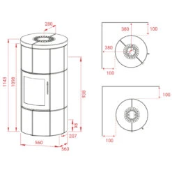 M1 Indian Night Wärmespeicher-Kaminofen 6kW -Derofenfuchs Verkäufe m1 masse 1280x1280