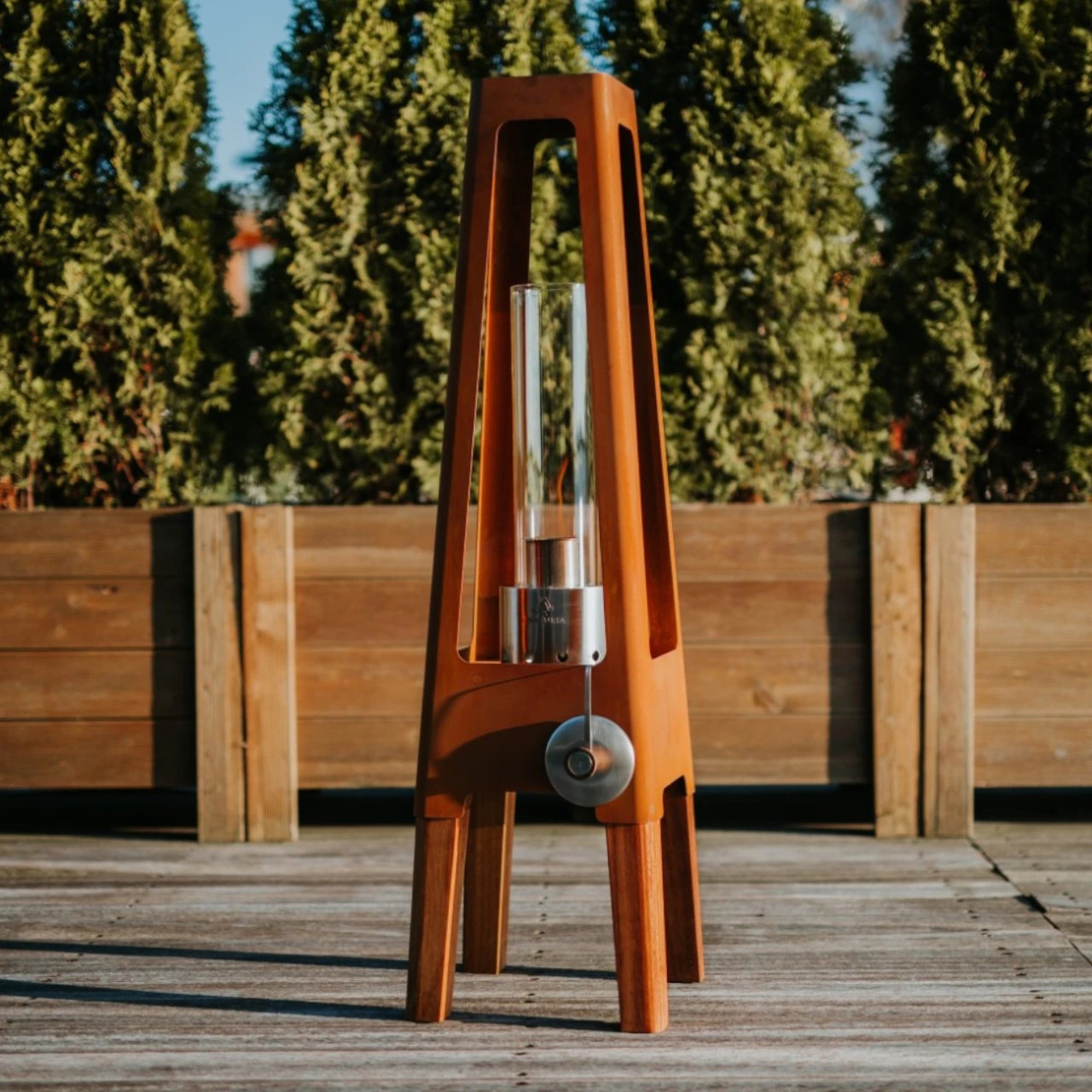 Nexo Bio-Ethanol Outdoor Lampe Cortenstahl 3 Nexo Bio-Ethanol Outdoor Lampe Cortenstahl