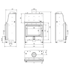 MBO15 Wassergeführter Kamineinsatz 15kW Rahmenlose Tür -Derofenfuchs Verkäufe mbo pw 15 w masse 1280x1280